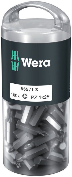 Wera 855/1 DIY Insert Bits PZ 1x25mm 100 Pack 072443