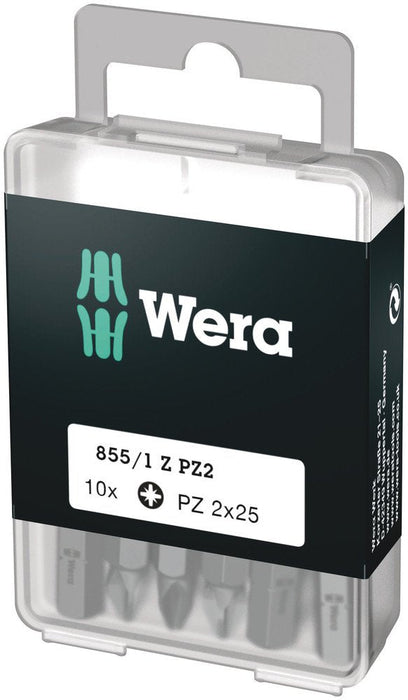 Wera 855/1 DIY Insert Bits PZ 2x25mm 10 Pack 072404