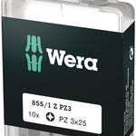 Wera 855/1 DIY Insert Bits PZ 3x25mm 10 Pack 072405