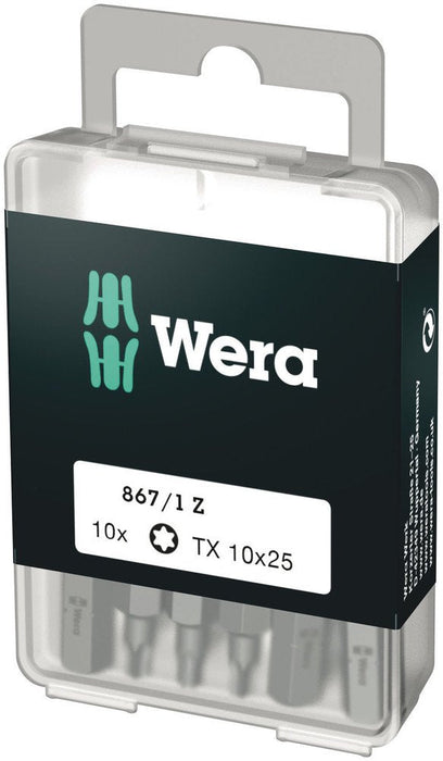 Wera 867/1 DIY TorxÂ® Bits TX10x25mm 10 Pack 072406