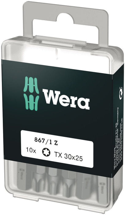 Wera 867/1 DIY TorxÂ® Bits TX30x25mm 10 Pack 072411