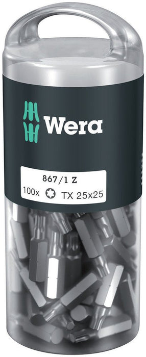 Wera 867/1 TorxÂ® DIY Insert Bits TX25x25mm 100 Pack 072449