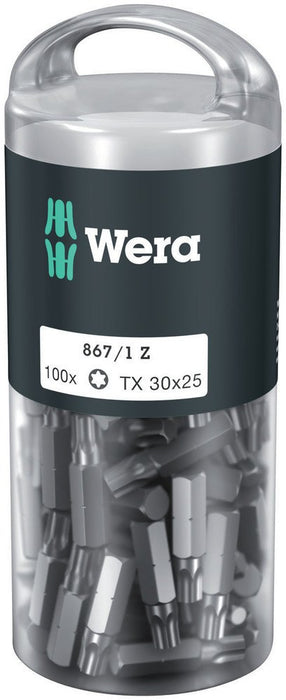 Wera 867/1 TorxÂ® DIY Insert Bits TX30x25mm 100 Pack 072451