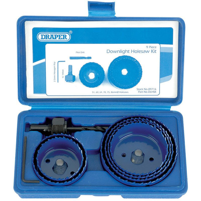 Draper Tools Holesaw Kit for Downlights (9 Piece)