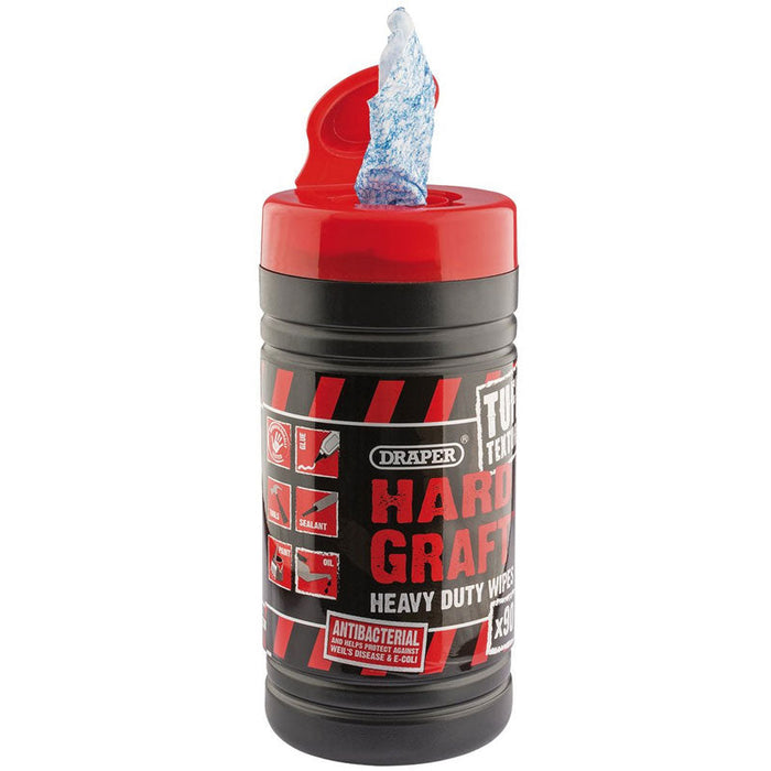 Draper Tools Tuff Texture, Hard Graft Heavy Duty Wipes (Tub of 90)