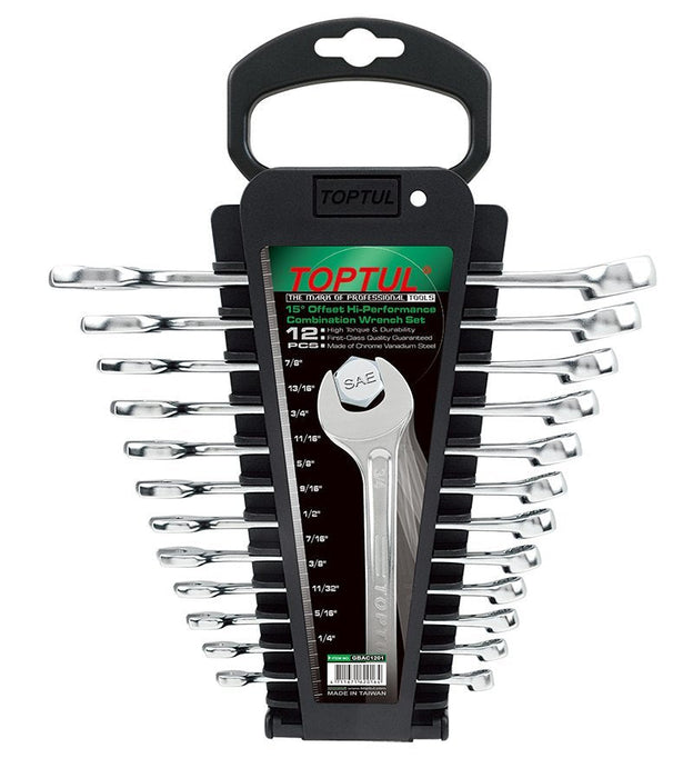 Toptul 12 Pce 15Â° Offset Hi-Performance Combination Spanner Set SAE