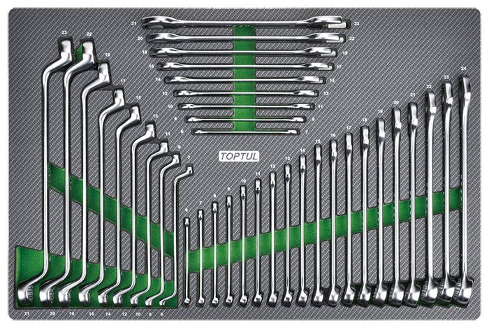 Toptul 37 Pce Combination, Double Open End & Double Ring Spanner Set (Modular Insert Tray System)