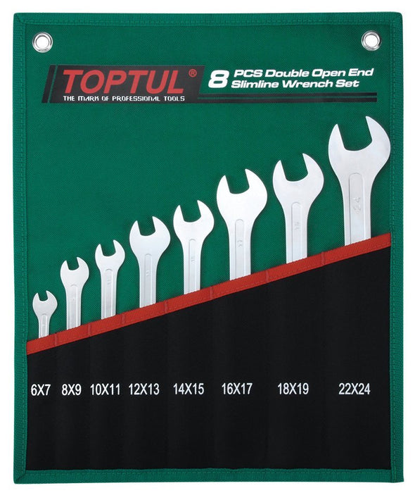 Toptul 8 Pce Double Open End Slimline Spanner Set Metric