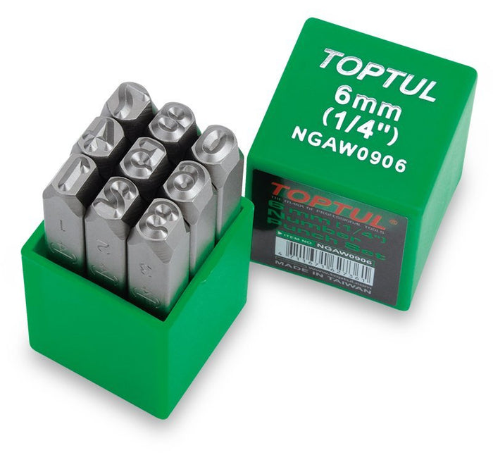 Toptul 9 Pce Number Punch Set 4mm 6.35x59.5mm