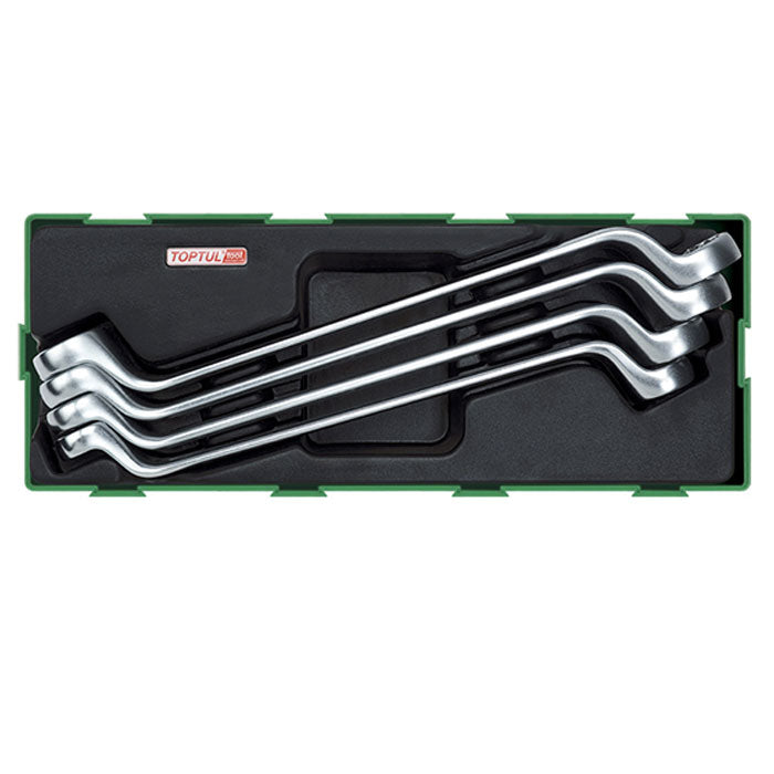Toptul 4 Pce 75° Offset Double Ring Spanner Set - Metric