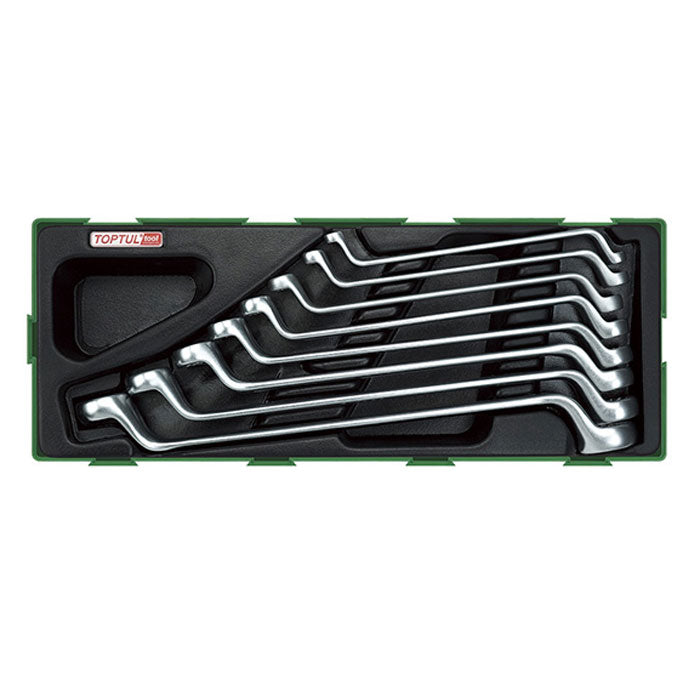 Toptul 8 Pce 75° Offset Double Ring Spanner Set - Metric