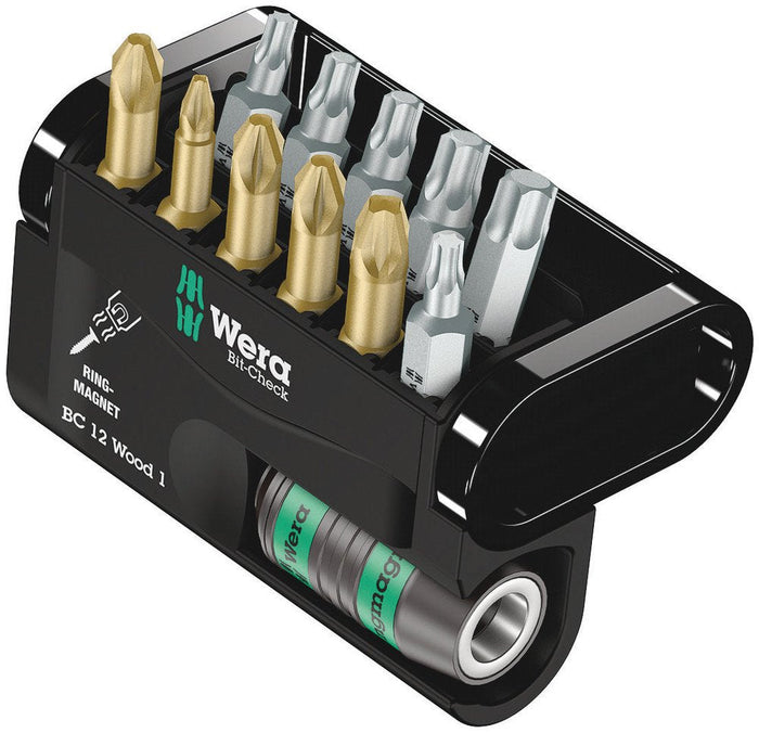 Wera Bit-Check 12 Wood PH/PZ/TX Insert Bit Set 12 Pce 057423
