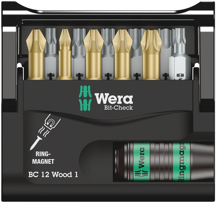Wera Bit-Check 12 Wood PH/PZ/TX Insert Bit Set 12 Pce 057423