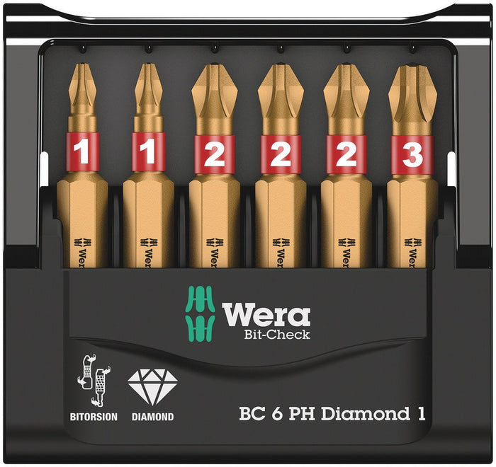 Wera Bit-Check 6 PH Diamond Power Bit Set 6 Pce 057404