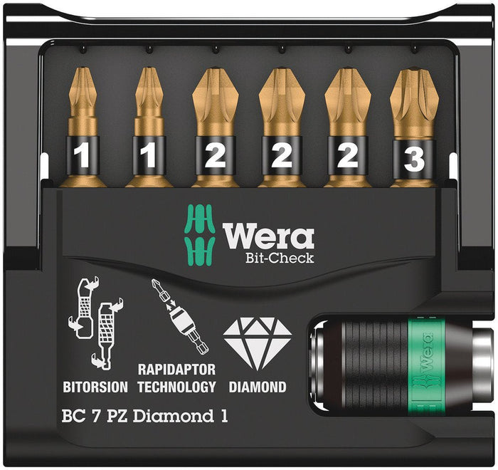 Wera Bit-Check 7 PZ Diamond Insert Bit 7 Pce 057412