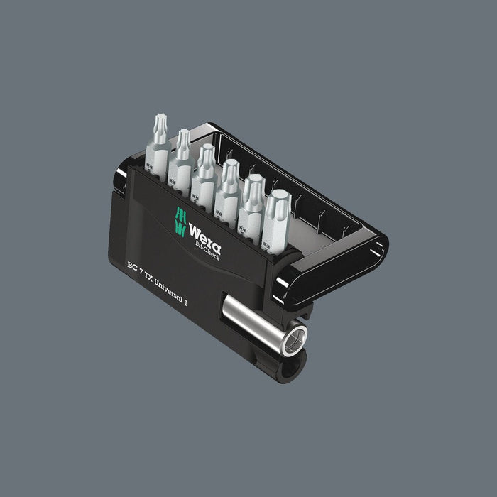 Wera Bit-Check 7 TX Universal Holder + 6 Torx Bits 073404