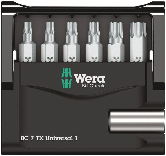 Wera Bit-Check 7 TX Universal Holder + 6 Torx Bits 073404