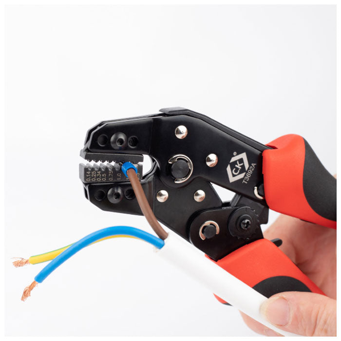 C.K Ratchet Crimping Pliers For Bootlace Ferrules 0.14 - 2.5mm