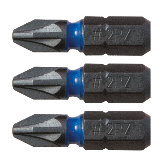 CK Blue Steel Impact Screwdriver Bit 25mm PZ2 Card of 3