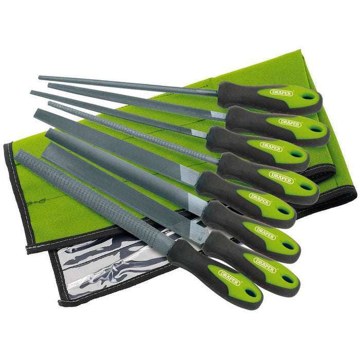 Draper Tools Engineers File & Rasp Set Soft Grip, 8 Pce