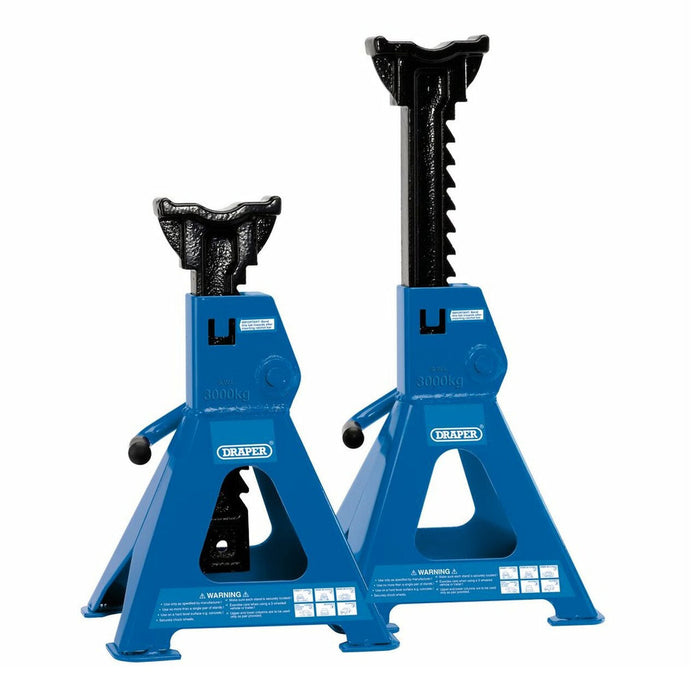Draper Tools Ratcheting Axle Stands, 3 Tonne (Pair)