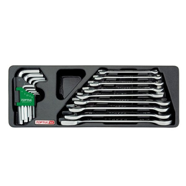 Toptul 18pc Double Open End Spanner & Hex Key Set - Metric