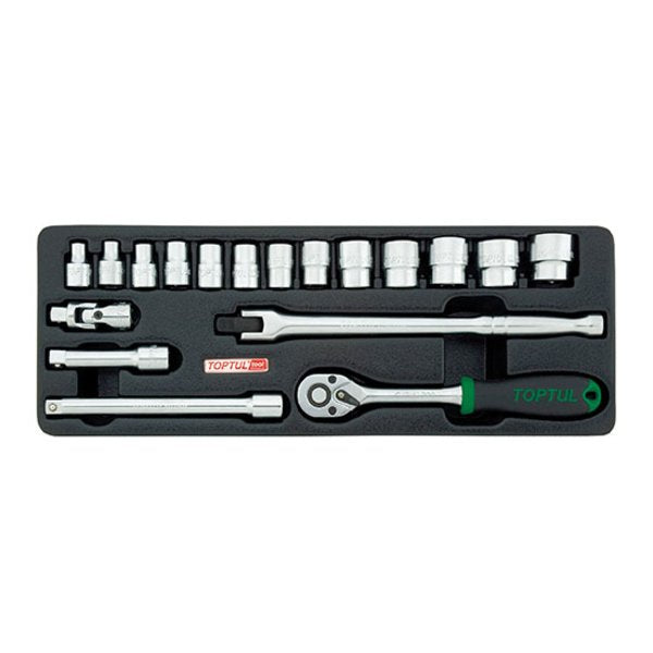 Toptul 18pc 3/8in Ddr. 6pt Socket Set