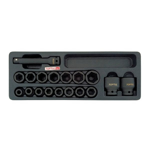 Toptul 18pc 1/2in Dr. Flank Impact Socket Set