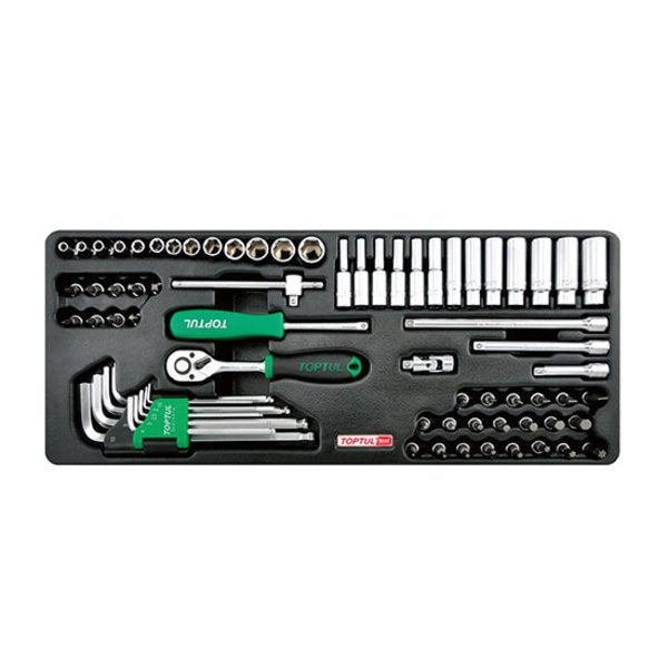 Toptul 72pc 1/4in Dr. 6pt Socket Set & Ball Point Hex Wrench Set