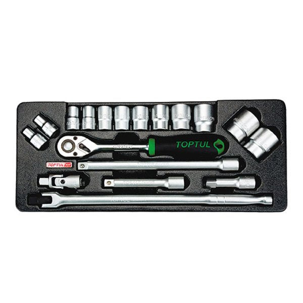 Toptul 18pc 1/2in Dr. 6pt Socket Set