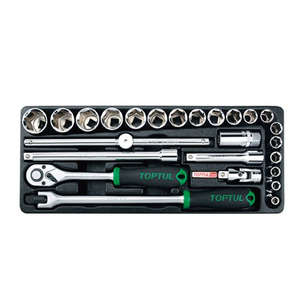 Toptul 25pc 1/2in Dr. 6pt Flank Socket Set