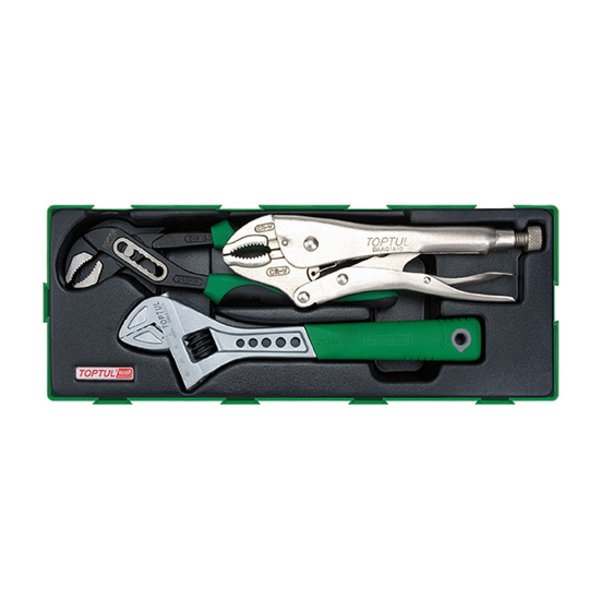 Toptul 3pc Adjustable Wrench & Plier Set (Modular Insert Tray System)