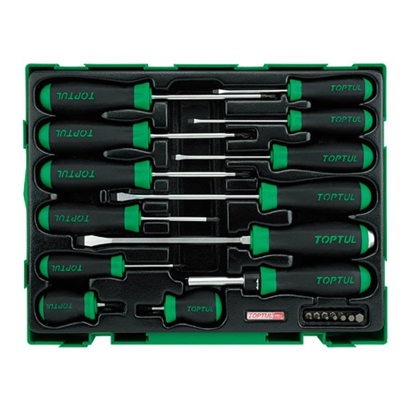 Toptul 20pc Professional Screwdriver & Bit Set (Modular Insert Tray System)