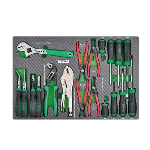 Toptul 19pc Plier & Screwdriver Set (Modular Insert Tray System)