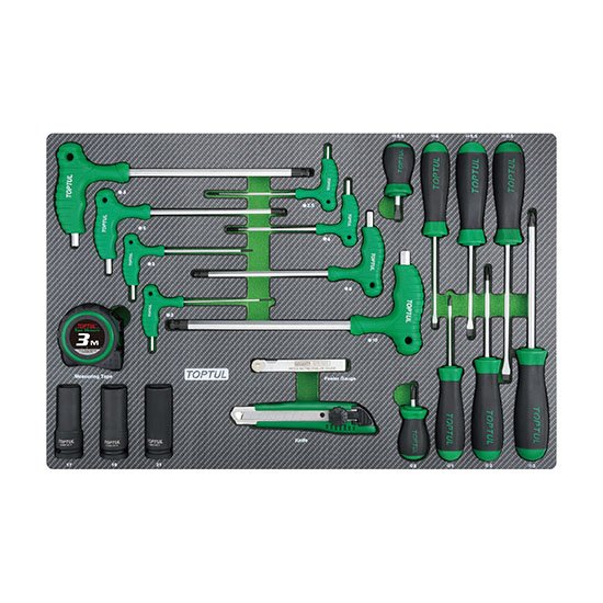 Toptul 22pc Screwdriver & Two Way Ball Point L-Key Set (Modular Insert Tray System)