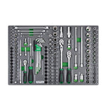 Toptul 128pc 1/4in & 3/8in Dr. 6pt Flank Socket Wrench Set (Modular Insert Tray System)