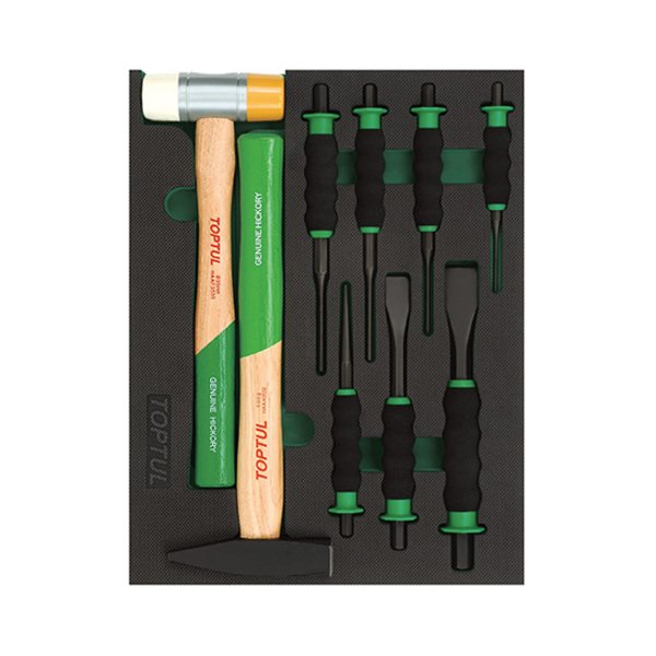 Toptul 9pc Hammer Punch & Chisel Set (Modular Insert Tray System)