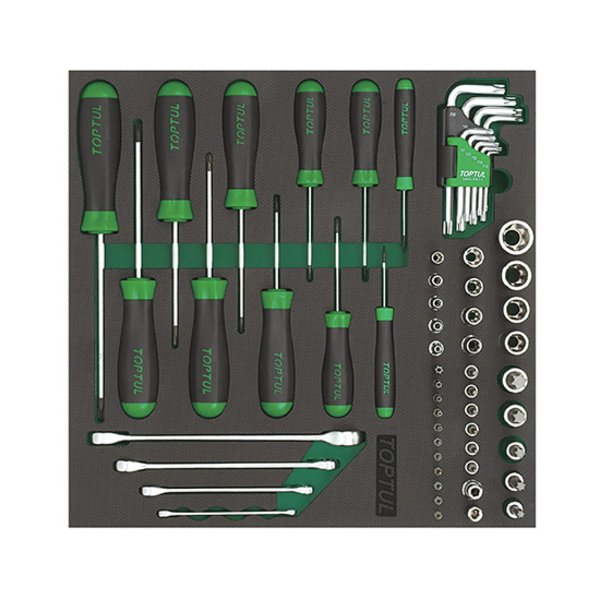 Toptul 61pc Star Wrench Socket & Screwdriver Set (Modular Insert Tray System)