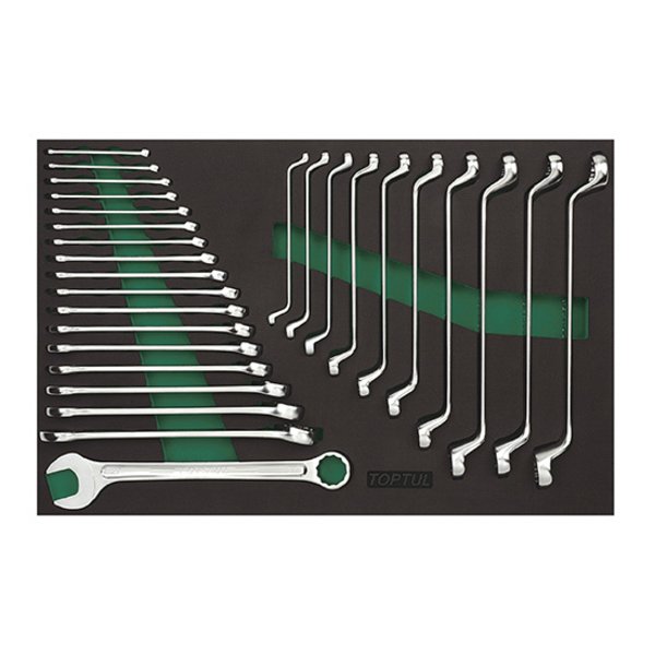 Toptul 28pc Combination & Double Ring Spanner Set (Modular Insert Tray System) - Metric
