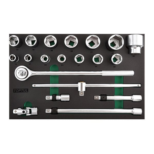 Toptul 20pc 3/4in Dr. Flank Socket Set (Modular Insert Tray System)