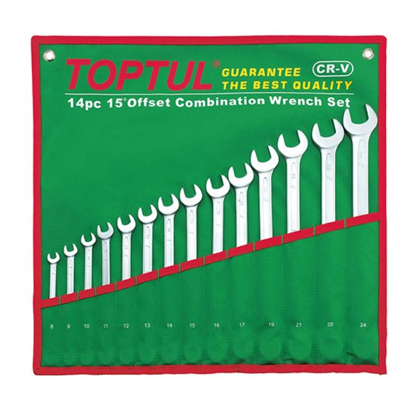 Toptul 14pc Long Combination Spanner Set - Metric