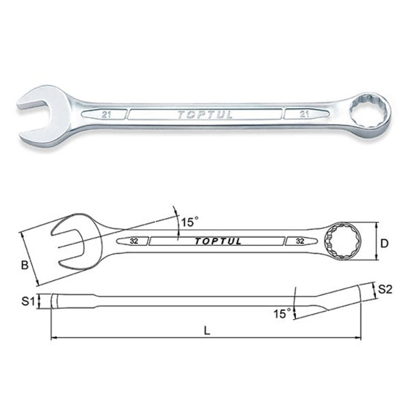 Toptul 34mm Standard Combination Spanner