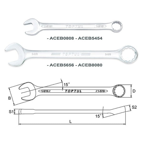 Toptul 2-1/4in Standard Combination Spanner