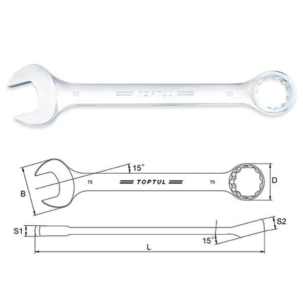 Toptul 75mm Standard Combination Spanner