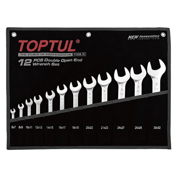 Toptul 12pc Double Open End Spanner Set - Metric
