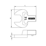 Toptul 30mm Torque Wrench Insert (Open End) 14x18mm