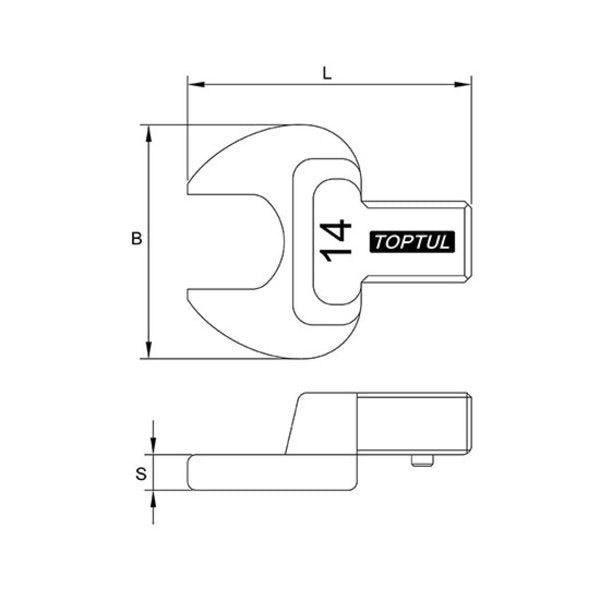 Toptul 30mm Torque Wrench Insert (Open End) 14x18mm