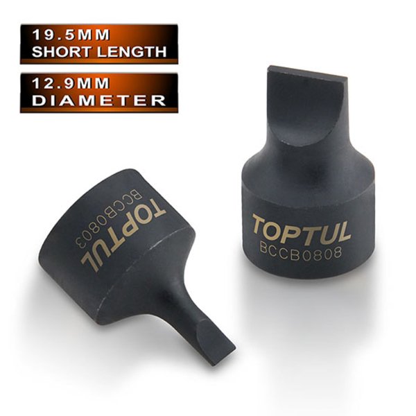 Toptul Stubby Slotted Bit Socket Black Phosphate 1/4in Dr. 0.5 x 3mm