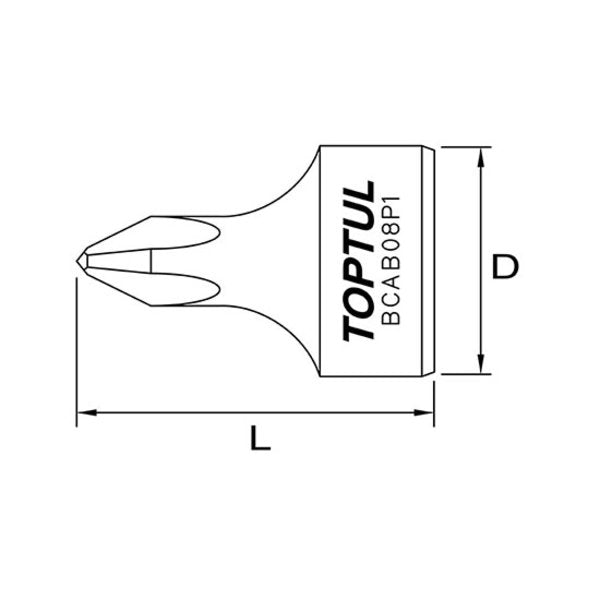 Toptul Stubby Phillips Bit Socket Black Phosphate 1/4in Dr. x PH3