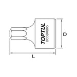 Toptul Stubby Hex Bit Socket Black Phosphate 1/4in Dr. x 8mm